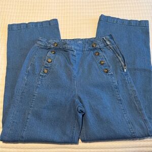 Old Navy Blue Flare Jeans with Button Accents Size 8